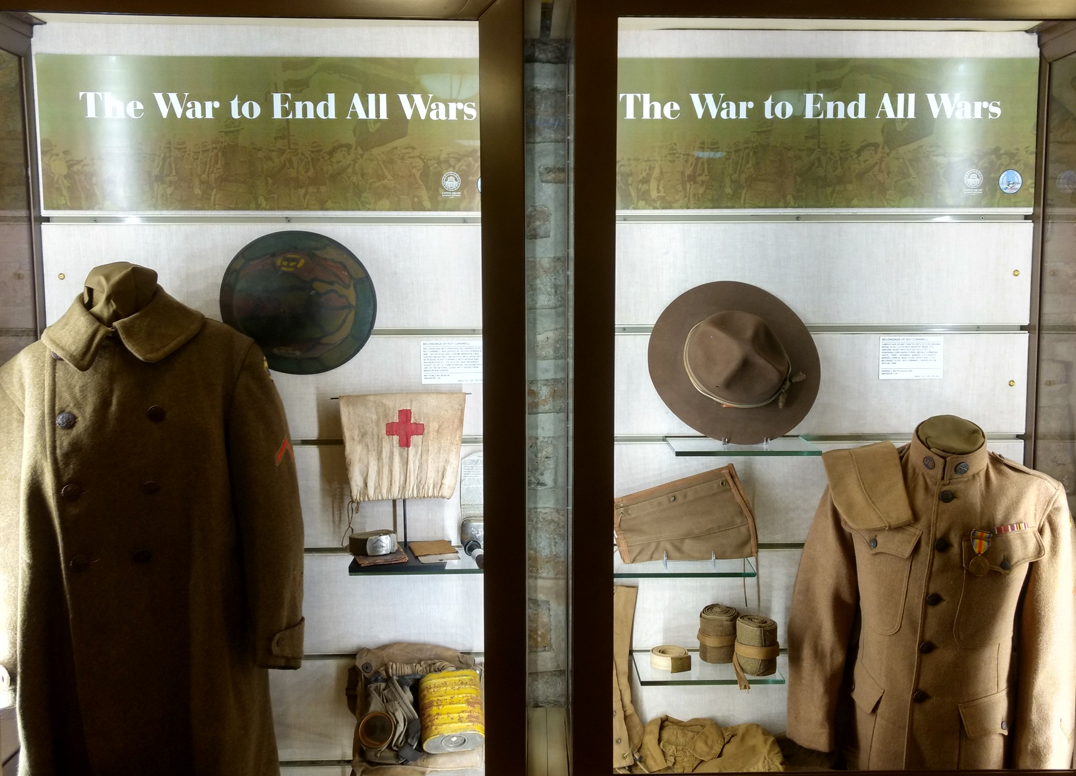 Showcase in a museum "The war to end all wars"