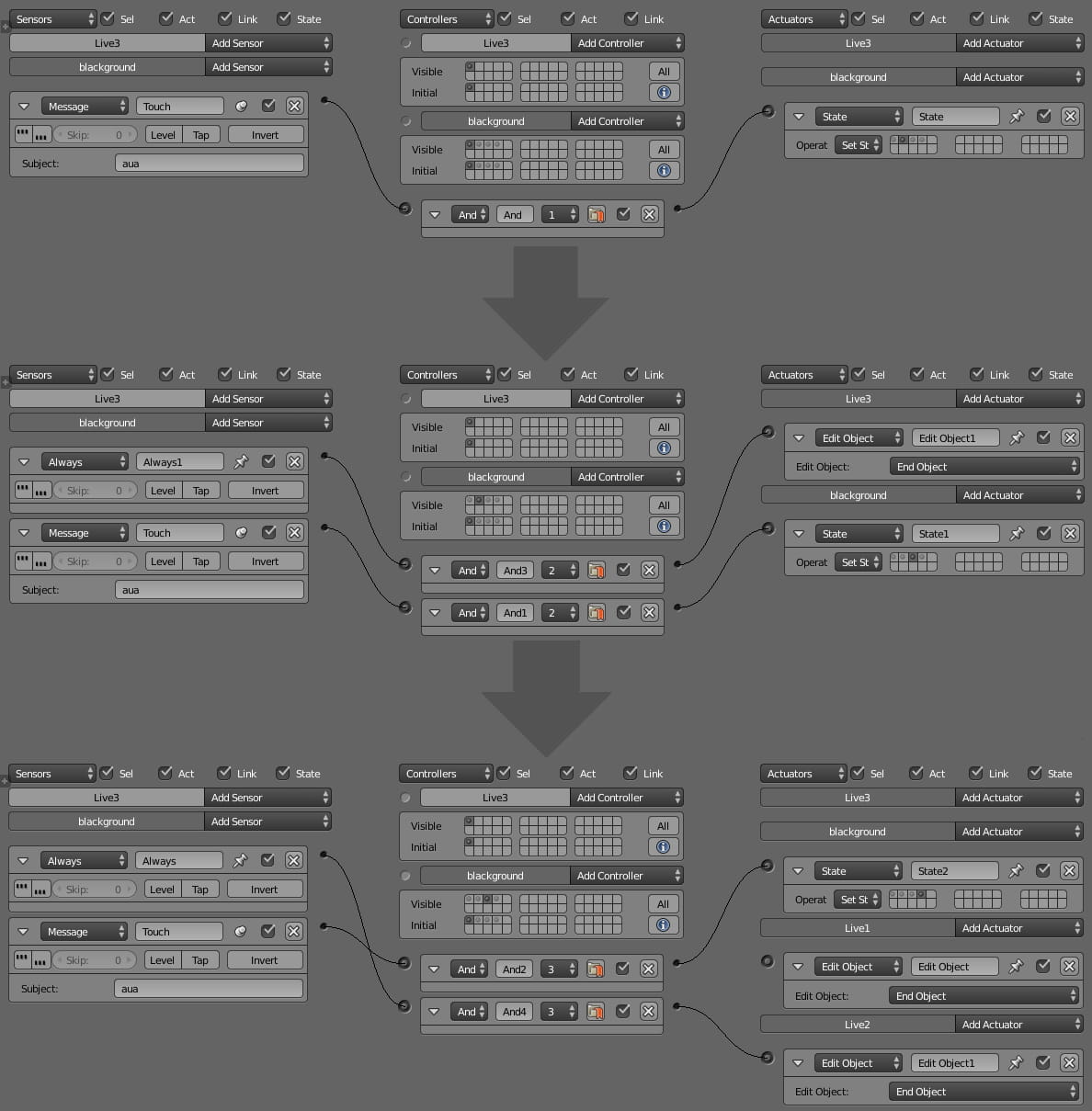 Blender Logic Editor working with states