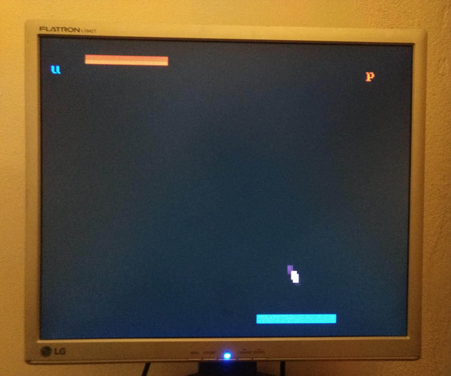 Screenshot of the game pong running on a real PC